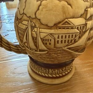 Antique-Style Cream and Brown Nautical Ceramic Vase